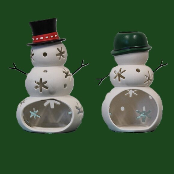 VTG Partylite Mr. Snow/Mrs. Snow Tealight Holders (P91250)(P91130)Retired - Picture 4 of 8